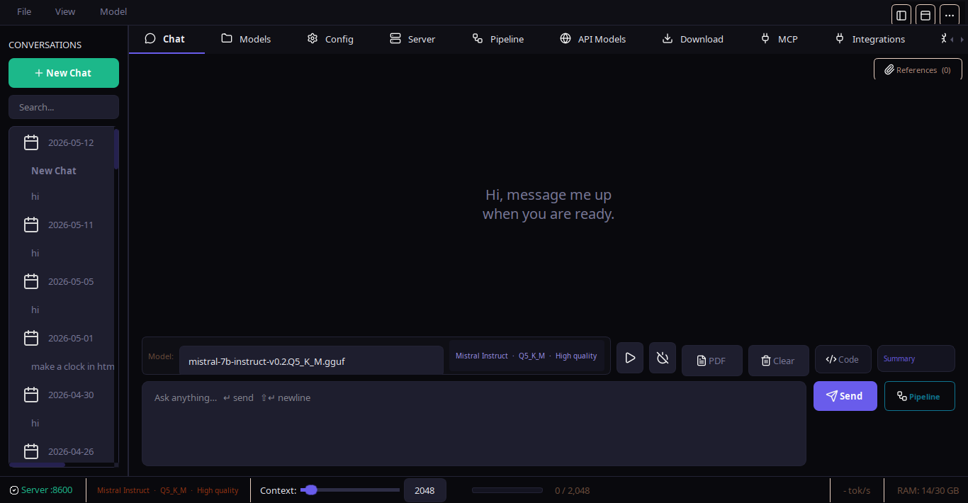 NativeLab dark interface